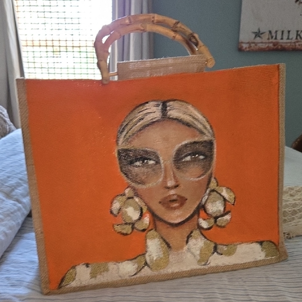 Orange Mimmi Mako Tote Bag with Artistic Design